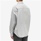 AMI Paris Men's Stripe Logo Button Down Shirt in Black/White