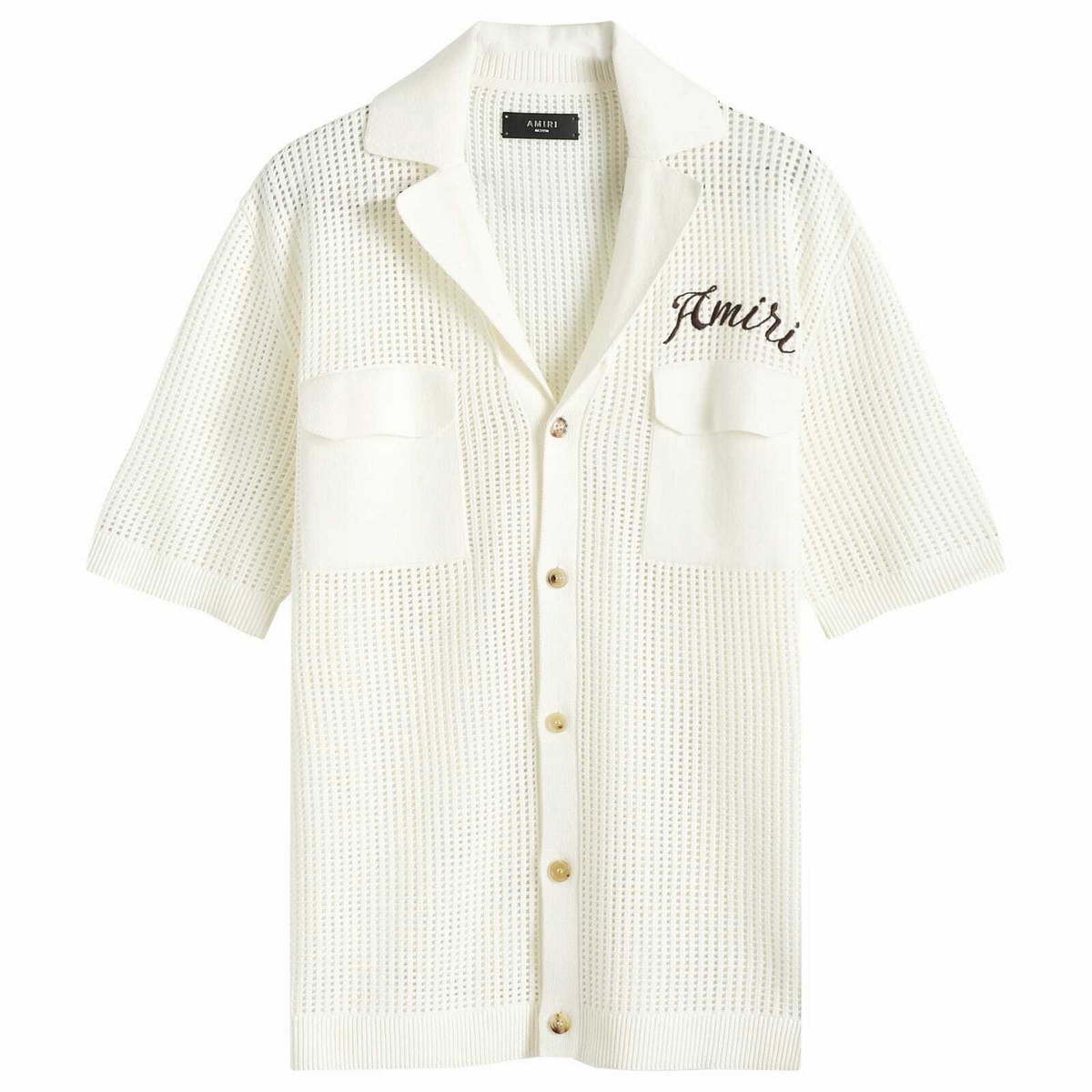 AMIRI Men's Short Sleeve Mesh Polo in Sand