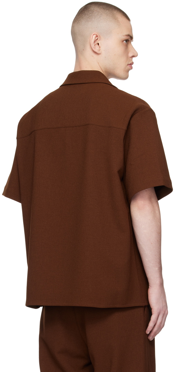 CALVINLUO Brown Ribbon Shirt