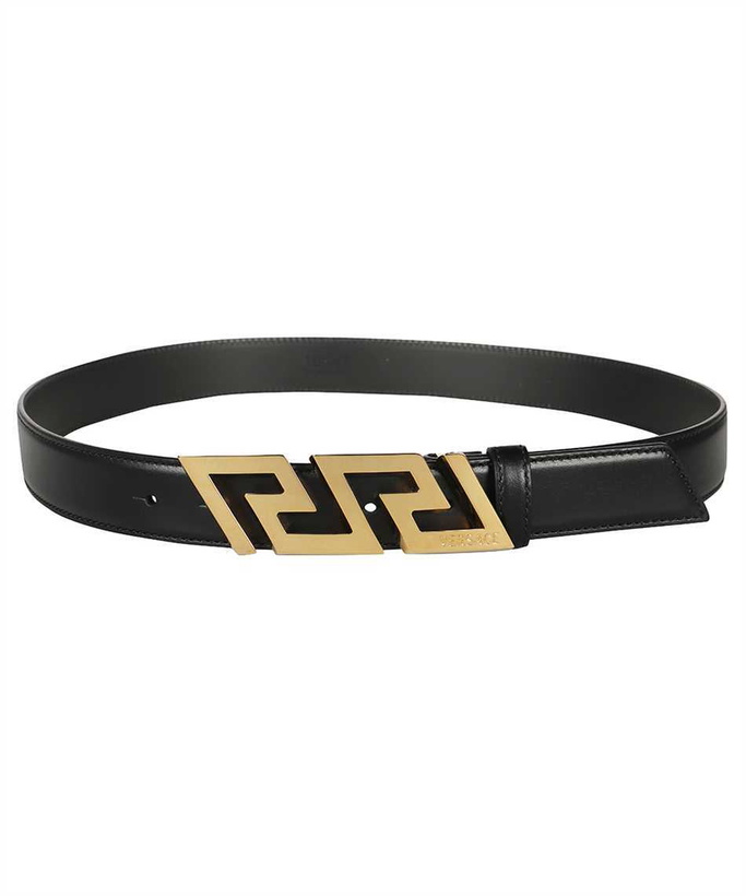 VERSACE black brushed calfskin belt 30 mm with geometric  display picture 1