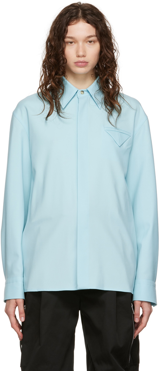 Bottega Blue Spread Collar Shirt Bottega