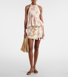 Agua by Agua Bendita Caña floral pleated linen top