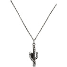 Saint Laurent Silver Cactus Pendant Necklace