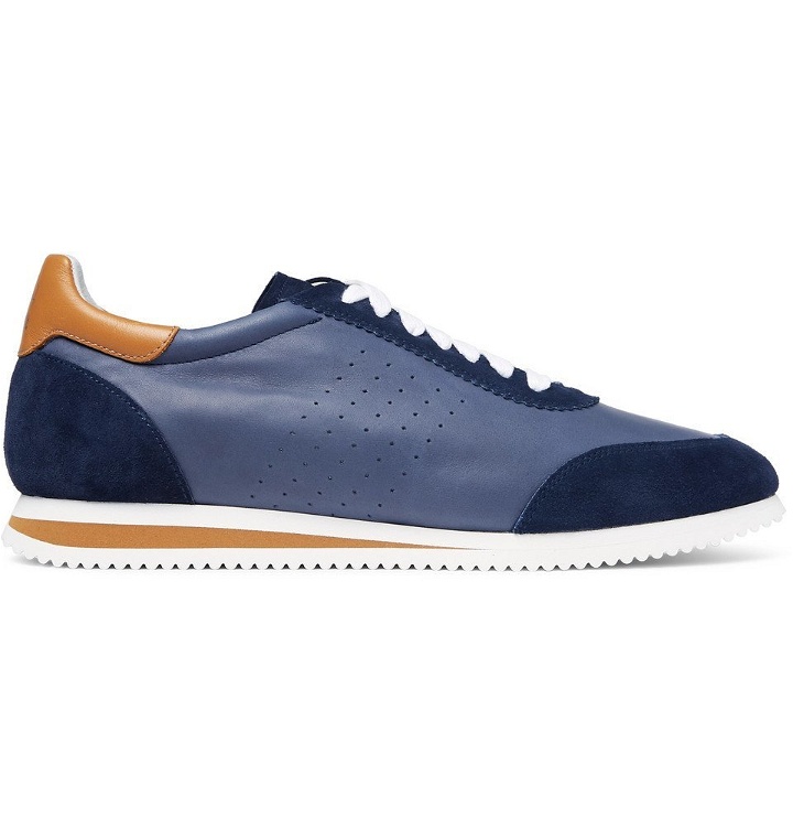 Photo: Brunello Cucinelli - Leather and Suede Sneakers - Men - Navy