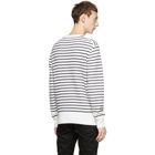 Rag and Bone White and Navy Striped Crewneck Sweater