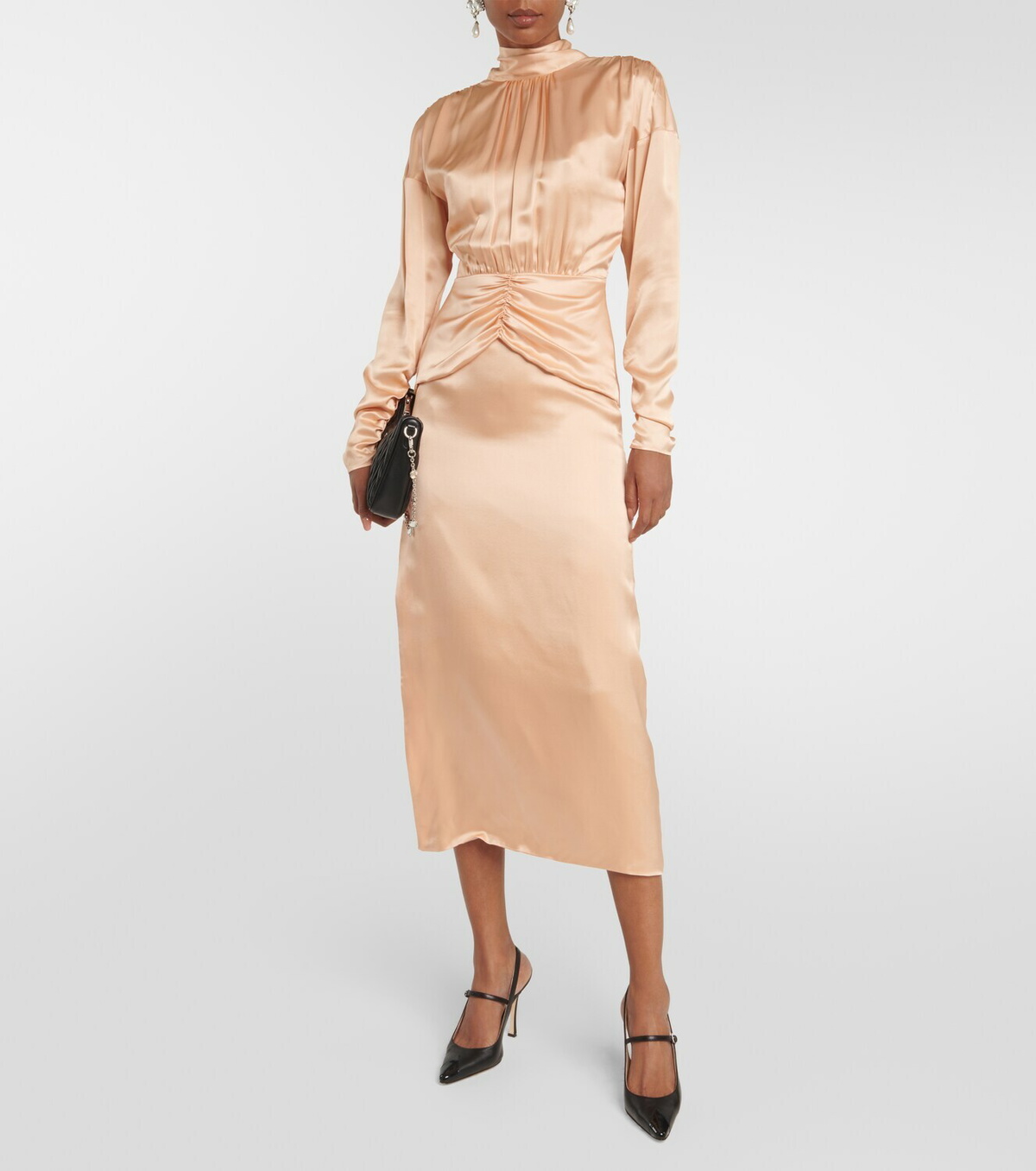 Alessandra Rich Tie neck silk satin midi dress