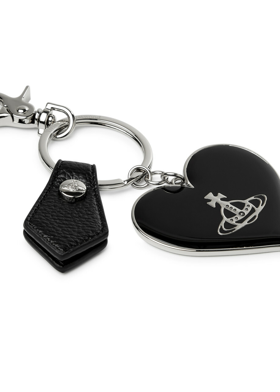 Vivienne Westwood Logo Heart Silver-plated Keyring - Black And Silver - One Size