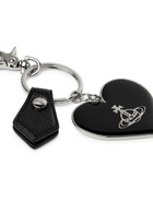 Vivienne Westwood Logo Heart Silver-plated Keyring - Black And Silver - One Size
