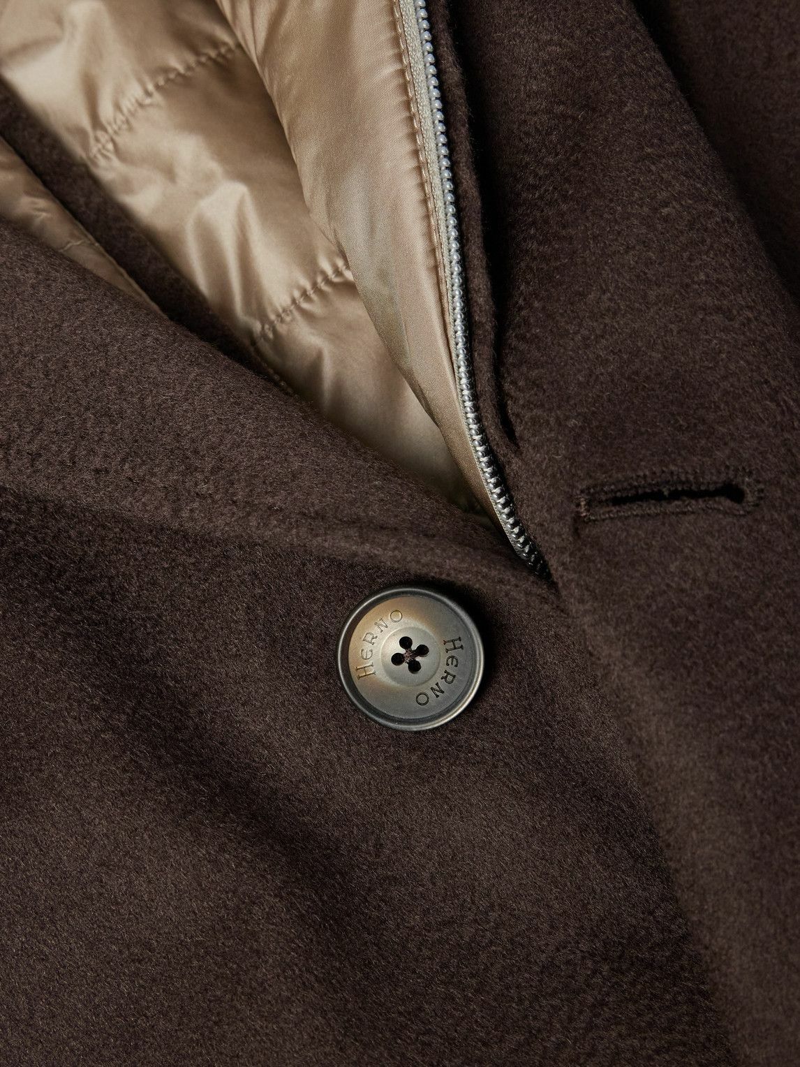 Herno - Quilted Nylon-Trimmed Cashmere Top Coat - Brown