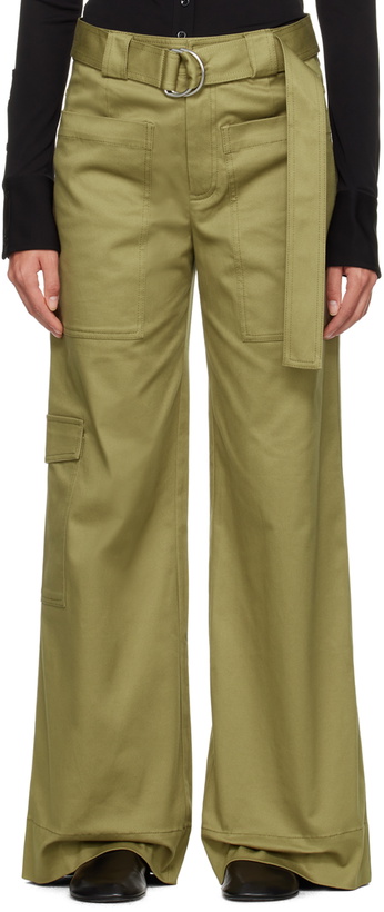 Photo: Proenza Schouler Khaki Proenza Schouler White Label Belted Trousers