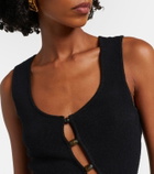 SIR Chiara cutout cotton-blend bouclé tank top