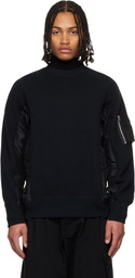 sacai Black Sponge Sweat & Nylon Twill Sweatshirt