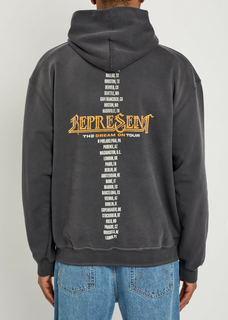 Represent Golden Tour Hooded Cotton Sweatshirt Grey