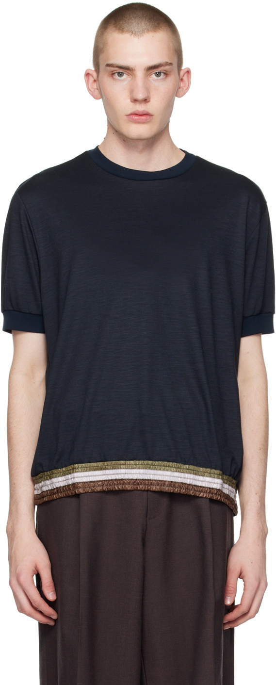 kolor Navy Striped Hem T-Shirt