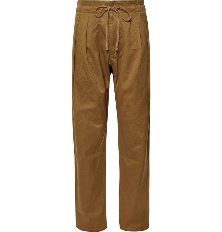 Photo: Monitaly - Cotton Drawstring Trousers - Men - Brown