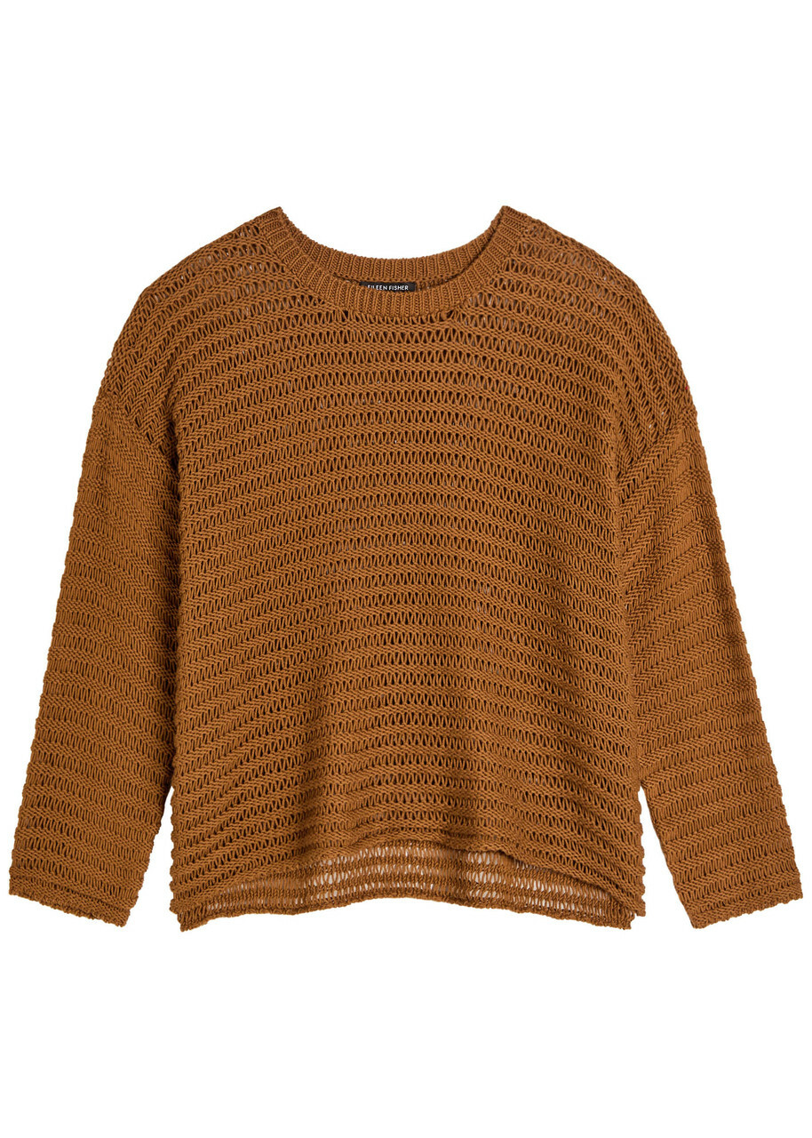 Eileen Fisher Open-knit Cotton Jumper Bronze