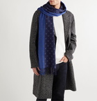 Paul Smith - Fringed Colour-Block Polka-Dot Scarf - Blue