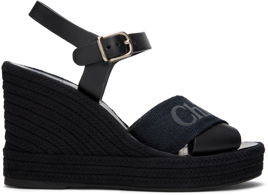 Chloé Black Piia Wedge Heeled Sandals Chloe