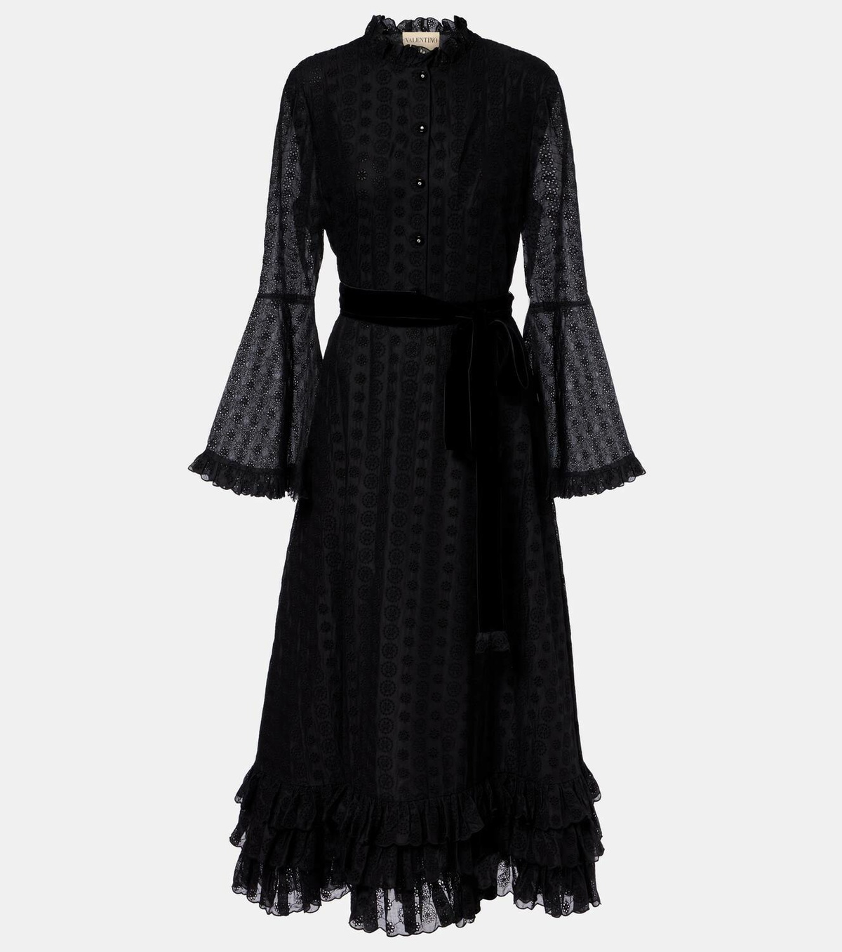 Valentino Daisy Sangallo belted cotton shirt dress
