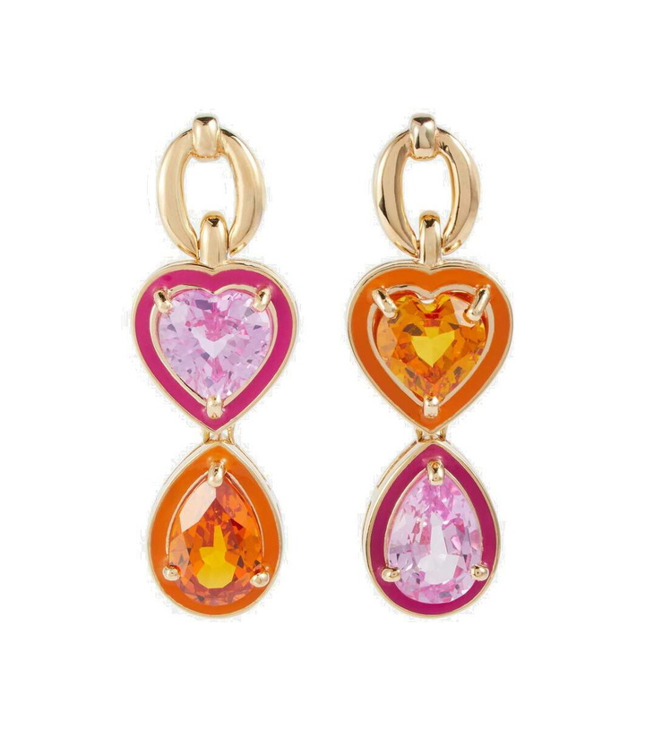 Photo: Nadine Aysoy Catena Double Stone 18kt gold earrings with enamel and sapphires