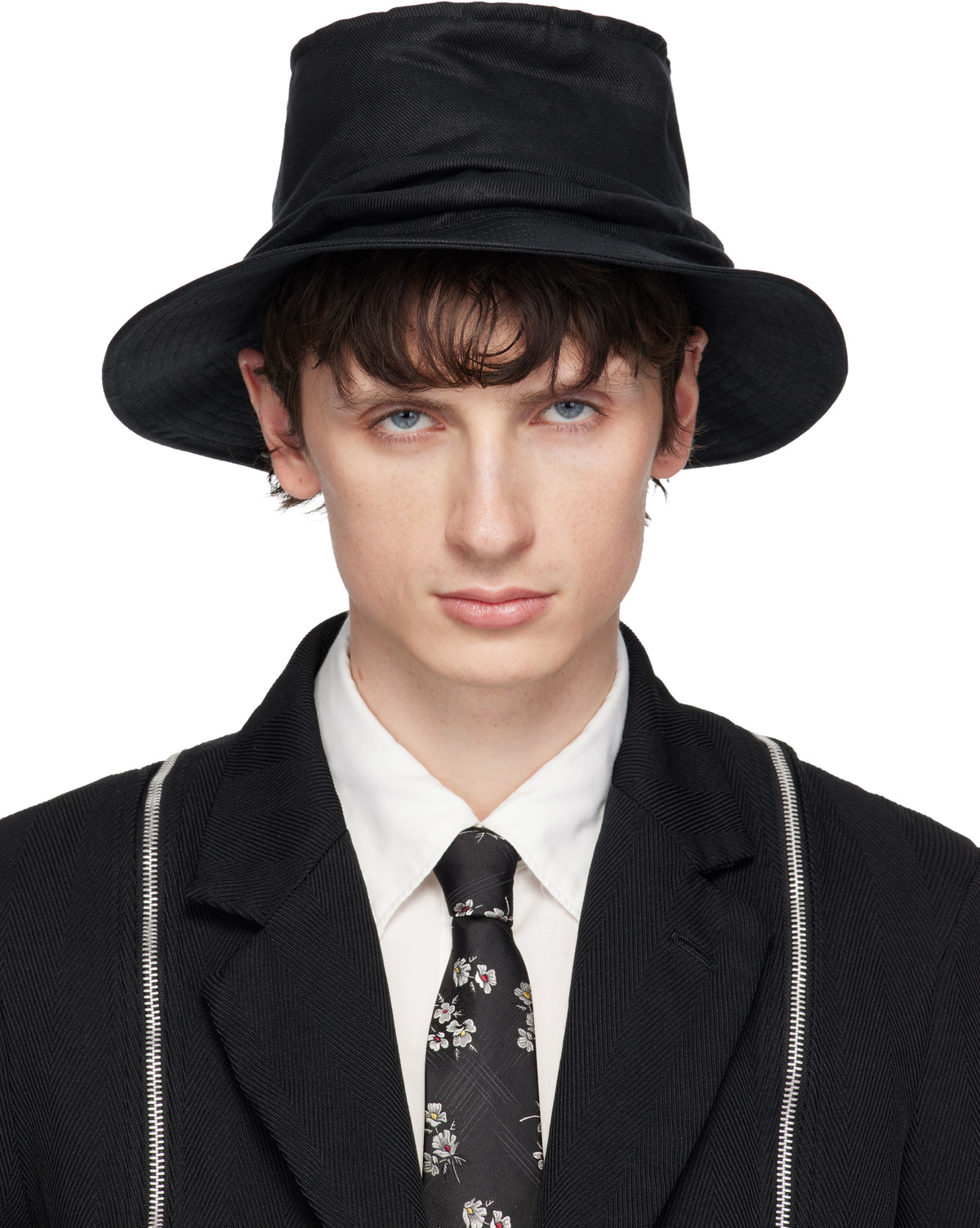 Yohji Yamamoto Black Fragile Embroidered Tie Yohji Yamamoto