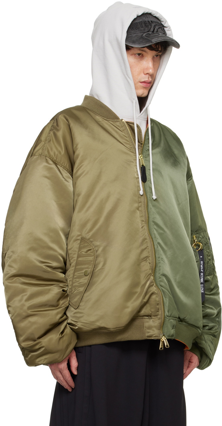 VETEMENTS Khaki Alpha Industries Edition Double Zip Bomber Jacket