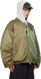 VETEMENTS Khaki Alpha Industries Edition Double Zip Bomber Jacket