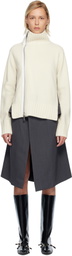 sacai Off-White Stripe Doeskin & Wool Knit Midi Dress