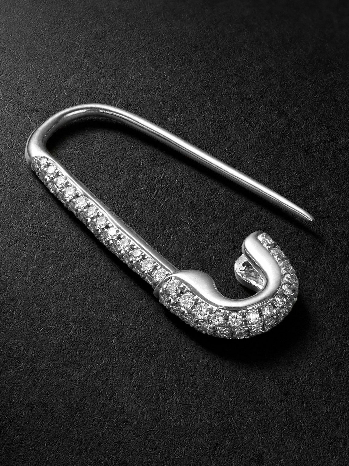 Anita Ko - Safety Pin 18-Karat White Gold Diamond Single Earring
