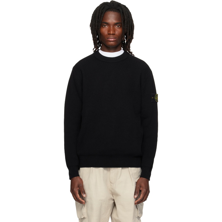 Photo: Stone Island Black 5100154 Ribbed Soft Organic Cotton Sweater