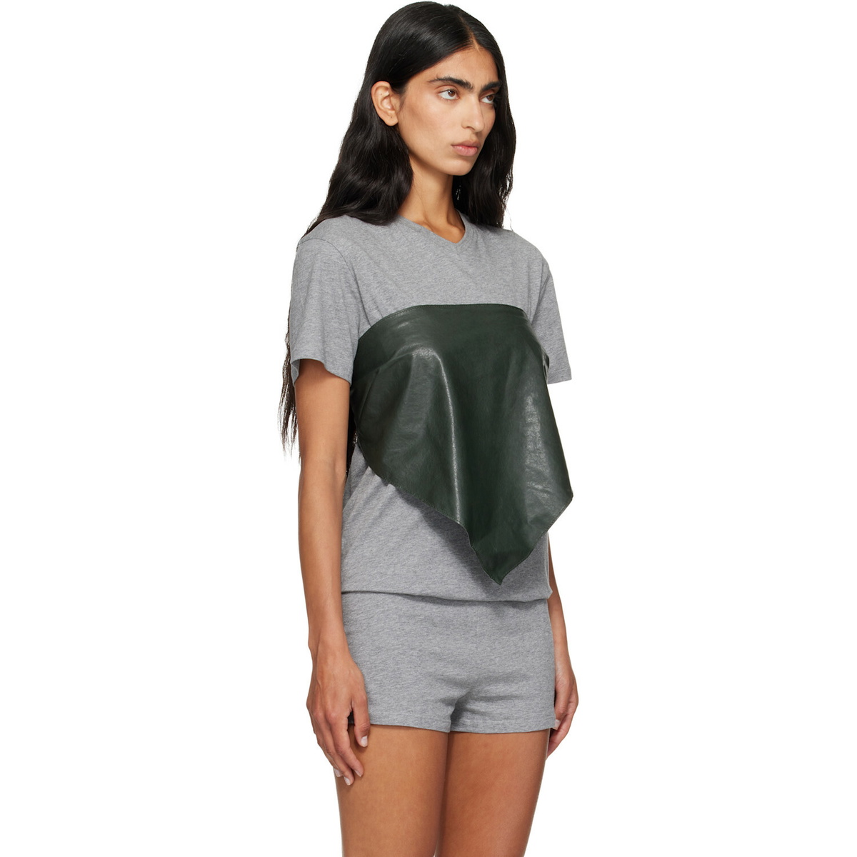 Paloma Wool Khaki Alba Belt Leather Top