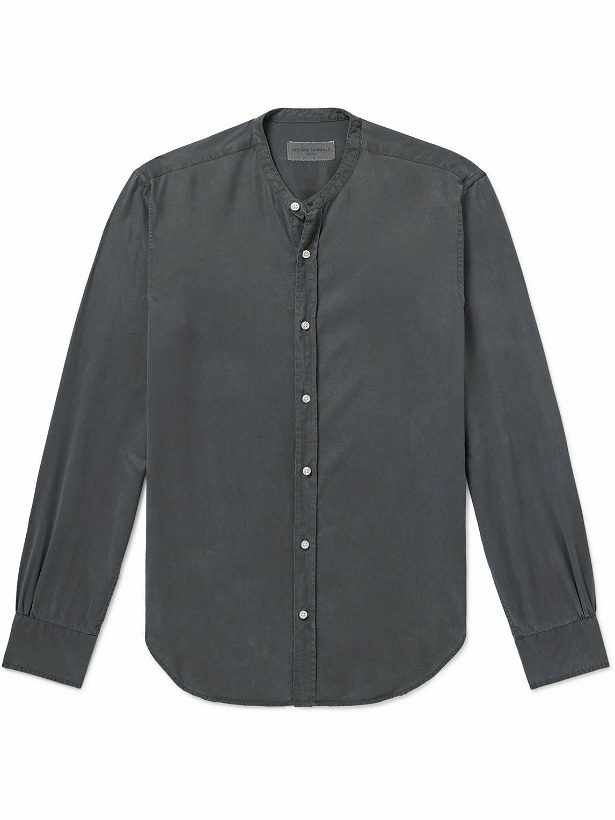 Photo: Officine Générale - Gaspard Grandad-Collar Garment-Dyed TENCEL™ Lyocell Shirt - Gray