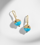Marina B 18kt gold (750/1000) earrings with turquoise, sapphire, and diamonds