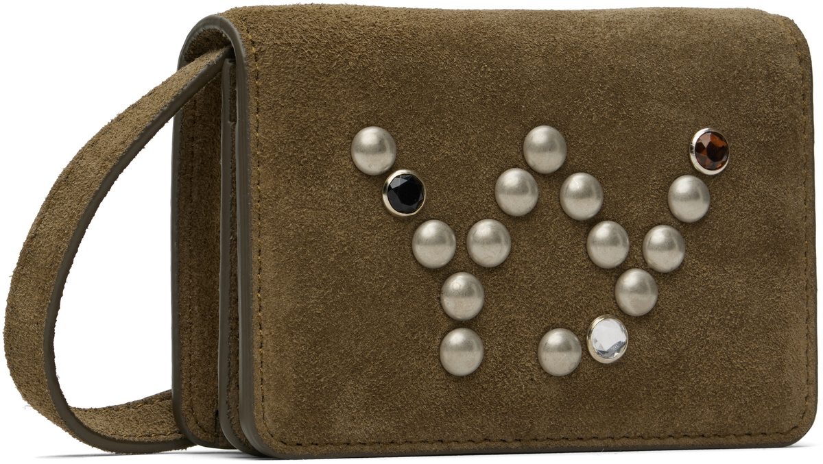 OPEN YY Brown Micro Suede Stud Wallet Bag