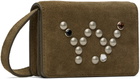 OPEN YY Brown Micro Suede Stud Wallet Bag