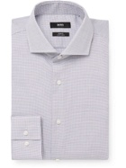 HUGO BOSS - Cutaway-Collar Cotton-Jacquard Shirt - Blue - EU 38