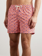 Altea - Straight-Leg Mid-Length Printed Swim Shorts - Orange