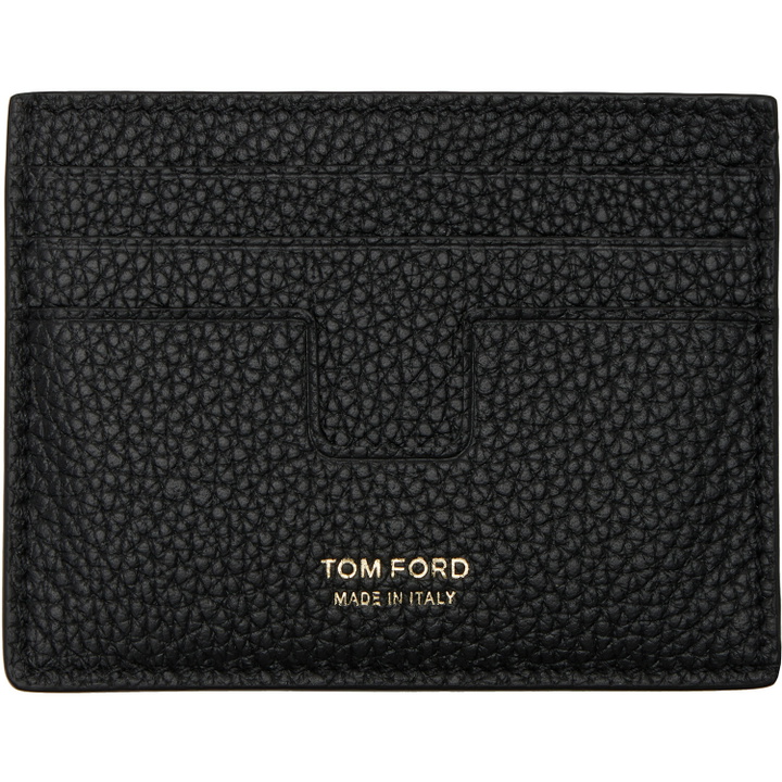 Photo: TOM FORD Black Grain Leather Classic Card Holder