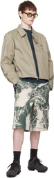 Reese Cooper Khaki & Off-White Duck Canvas Patch Pocket Cargo Shorts