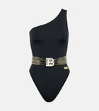 Balmain - Sequined one-shoulder swimsuit