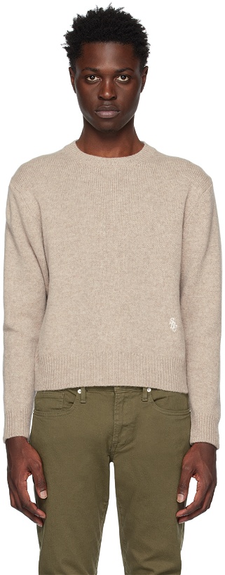 Photo: Sporty & Rich Beige Embroidered Sweater