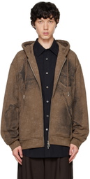 Feng Chen Wang Brown Deconstruction Printed Hoodie
