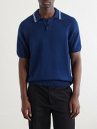 Noah - Striped Organic Cotton Polo Shirt - Blue
