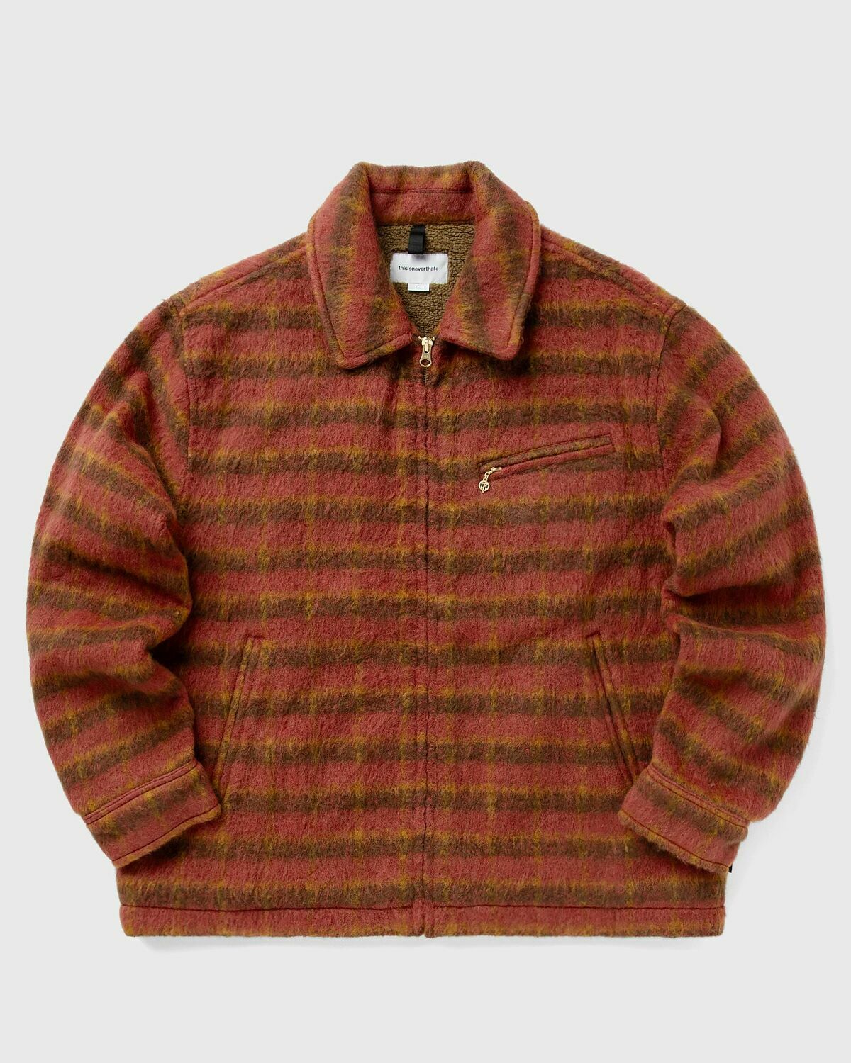 Thisisneverthat BRUSHED WOOL CHECK JACKET Red Mens Overshirt