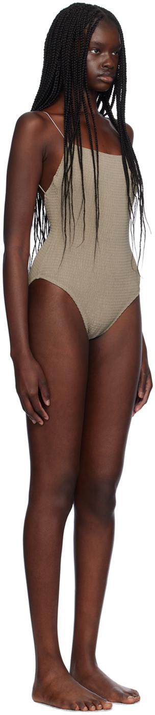 TOTEME Taupe Smocked One-Piece Swimsuit