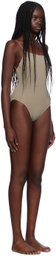 TOTEME Taupe Smocked One-Piece Swimsuit