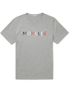 Moncler - Logo-Print Cotton-Jersey T-shirt - Gray