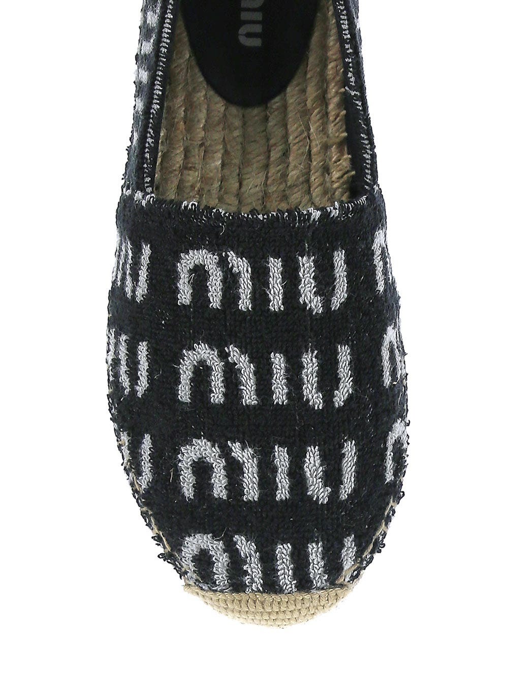 送料/関税込【MIUMIU】TERRY CLOTH ESPADRILLE Miu Miu Terrycloth Logo Espadrillas Miu Miu