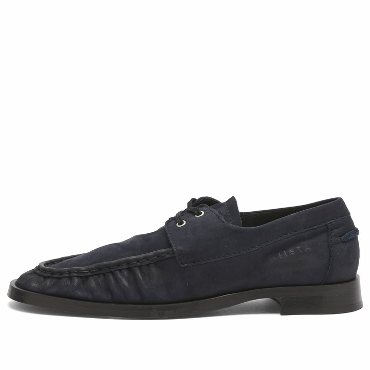 Photo: MIISTA Women's Edelira Suede Boat Shoe in Navy