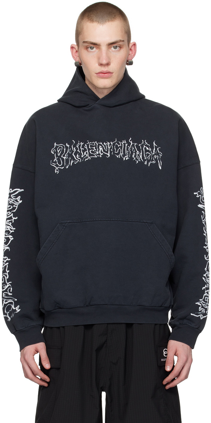 Balenciaga Black DIY Metal Outline Hoodie Balenciaga